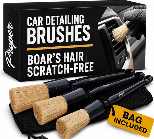 Car Detailing Brush Set for Interior or Exterior | 3-Pack | Ultra Soft Boars Hair Bristles