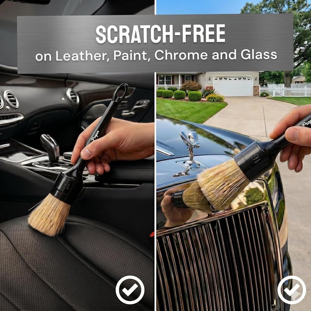 Car Detailing Brush Set for Interior or Exterior | 3-Pack | Ultra Soft Boars Hair Bristles