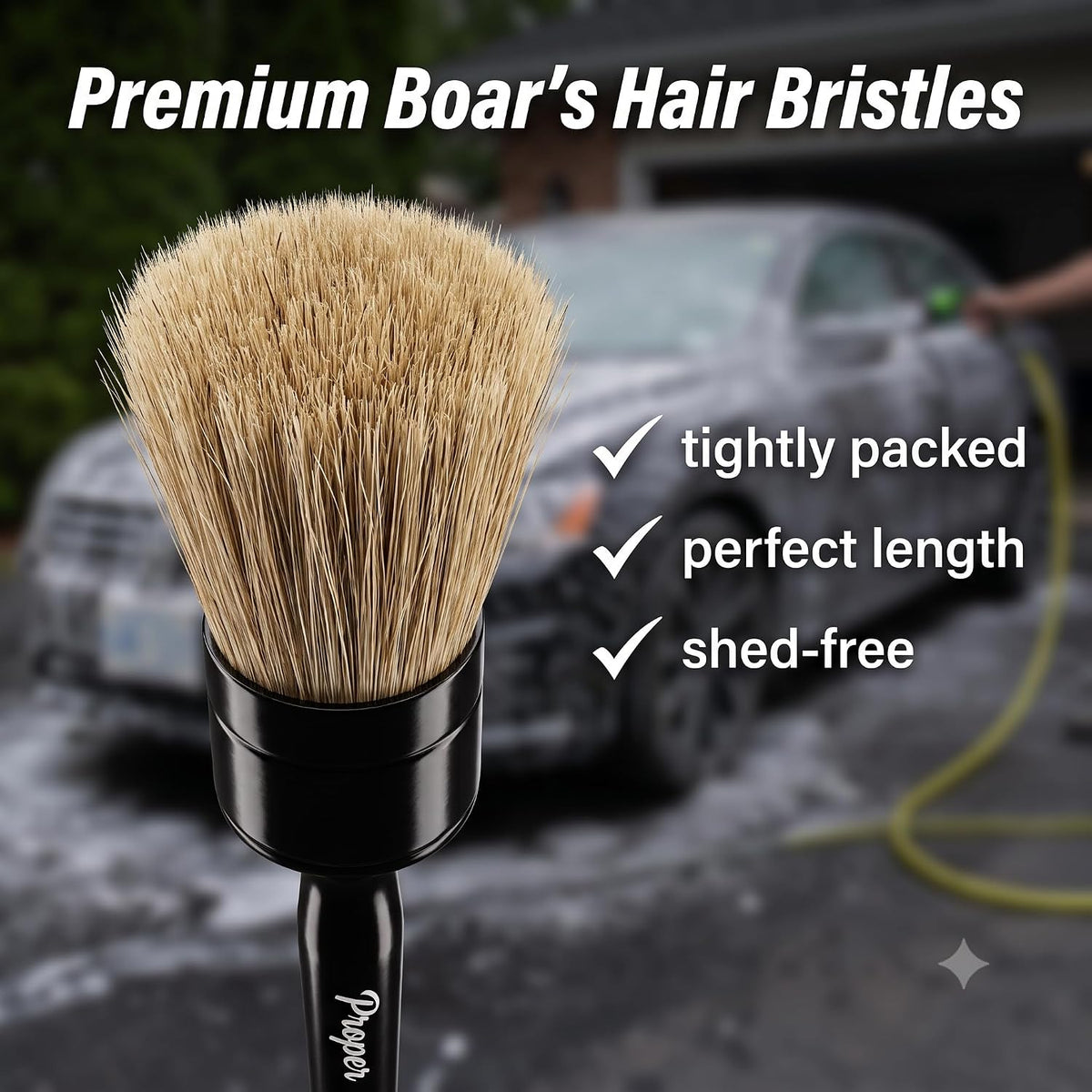 Car Detailing Brush Set for Interior or Exterior | 3-Pack | Ultra Soft Boars Hair Bristles